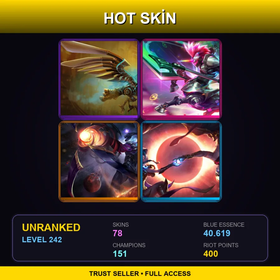 LAN | Lv242 | Unranked | 78 Skin | 151 Champ — LoL account