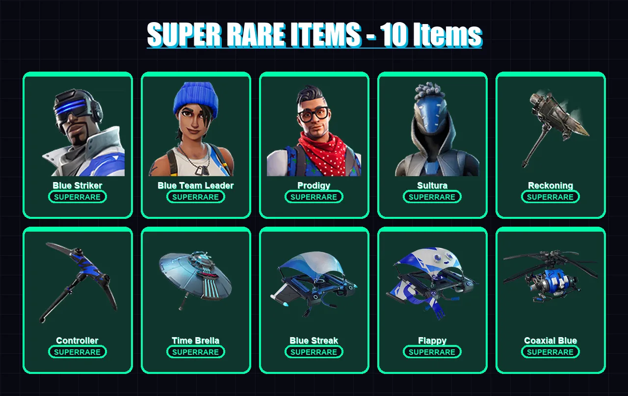 [PS4/PS5/PC] | Blue Striker | Blue Team Leader | Prodigy | Sultura | Ronin | 44 skin | 56 pickaxe | 51 emote | 65 glider | Lv949