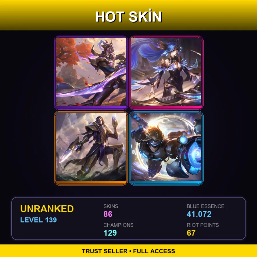 TR | Lv139 | Unranked | 86 Skin | 129 Champ
