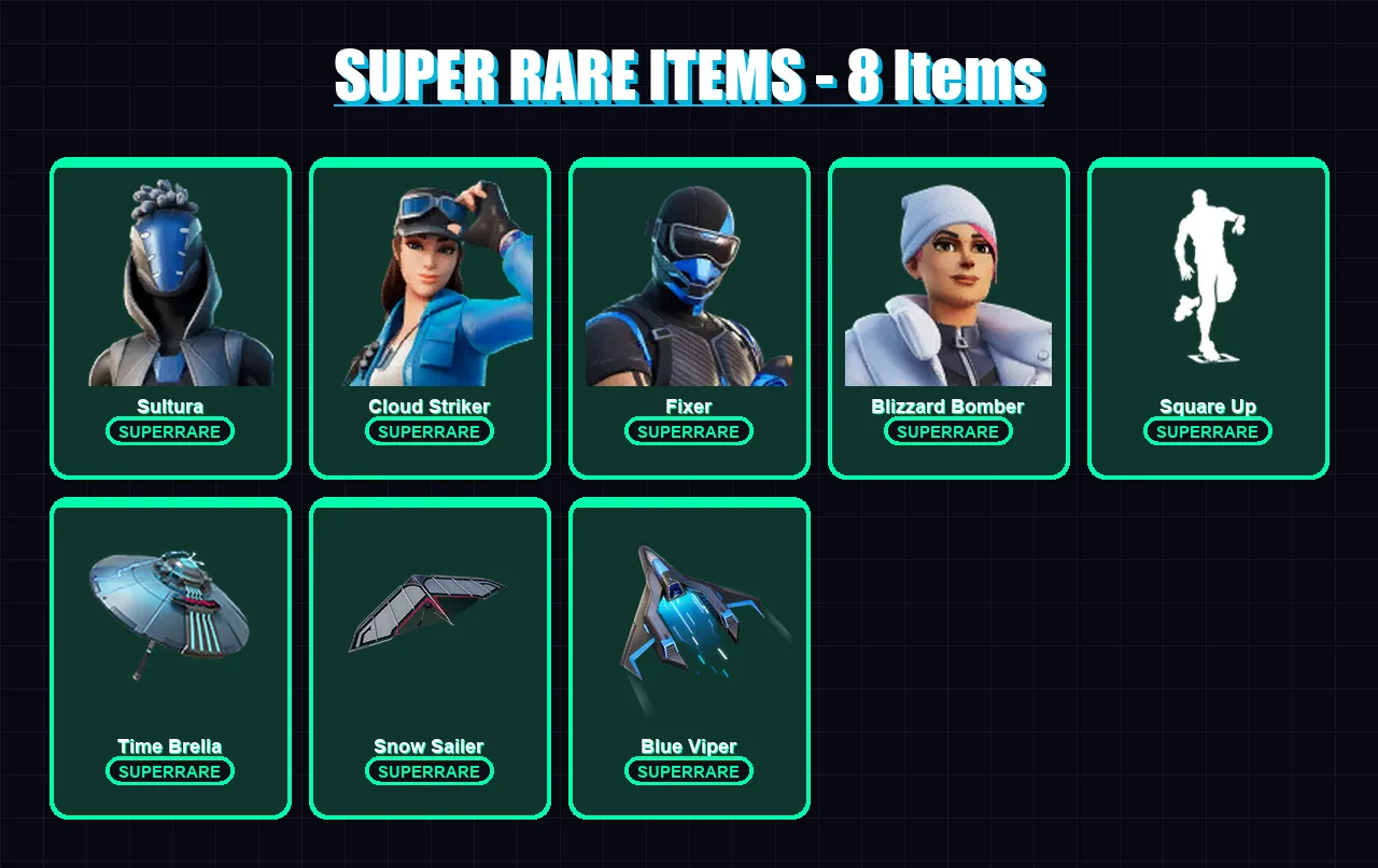 [PS4/PS5/XBOX/PC] | Sultura | Cloud Striker | Fixer | Blizzard Bomber | Predator | 87 skin | 128 pickaxe | 79 emote | 113 glider | Lv1652