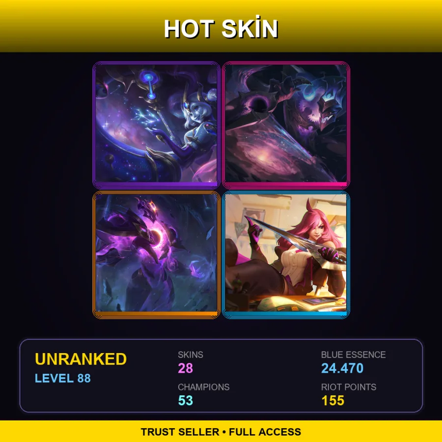 EUNE | Lv88 | Unranked | 28 Skin | 53 Champ with Kha'Zix