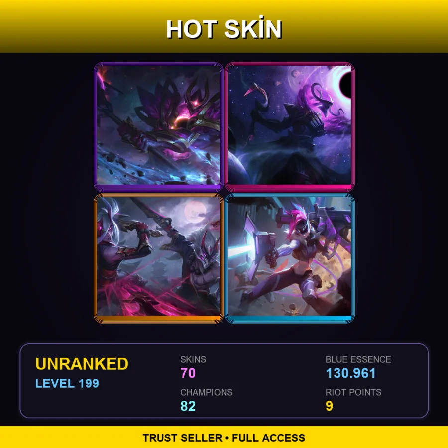 EUW | Lv199 | Unranked | 70 Skin | 82 Champ — LoL account