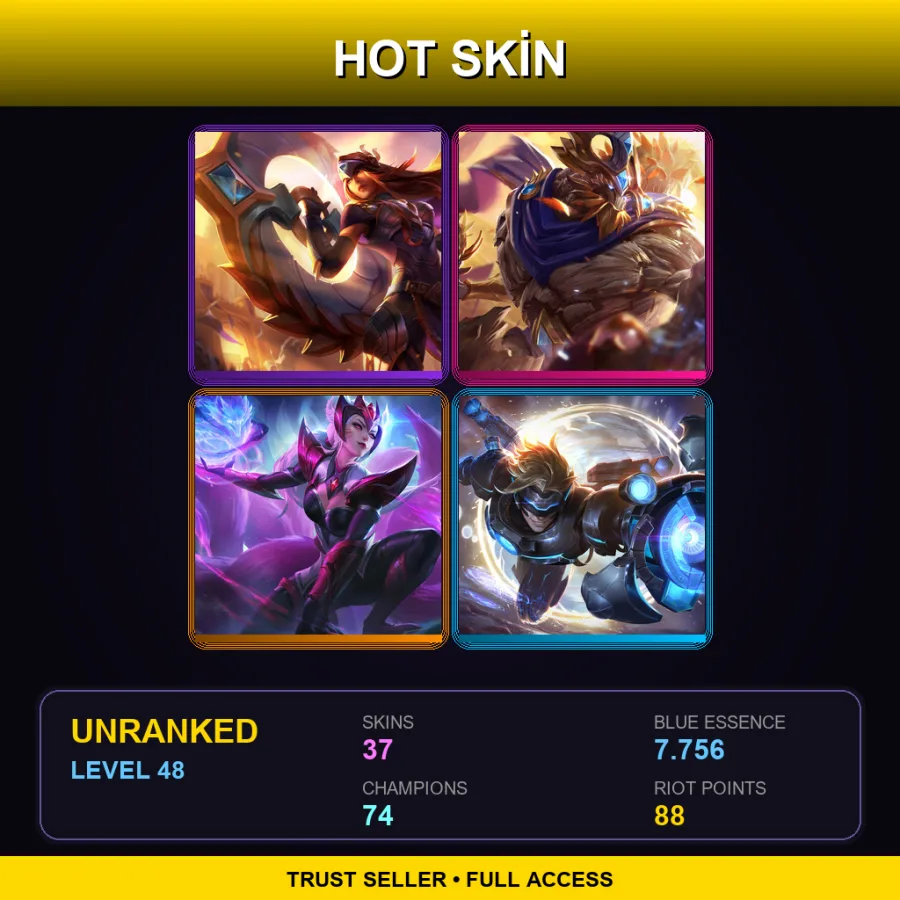 EUNE | Lv48 | Unranked | 37 Skin | 74 Champ — LoL account