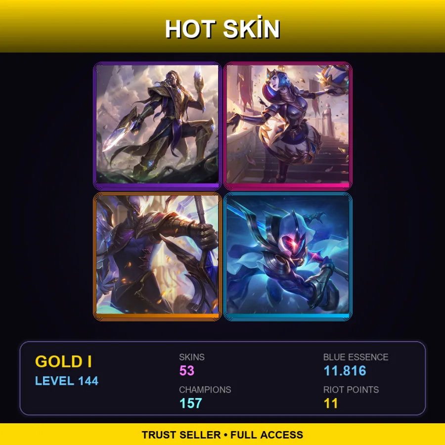 SG | Lv144 | Gold I | 53 Skin | 157 Champ — LoL account