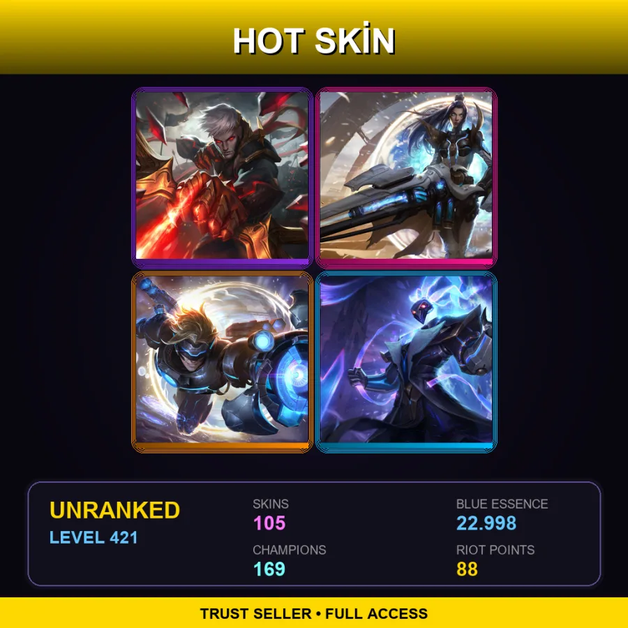 EUNE | Lv421 | Unranked | 105 Skin | 169 Champ — Unranked / Smurf League of Legends