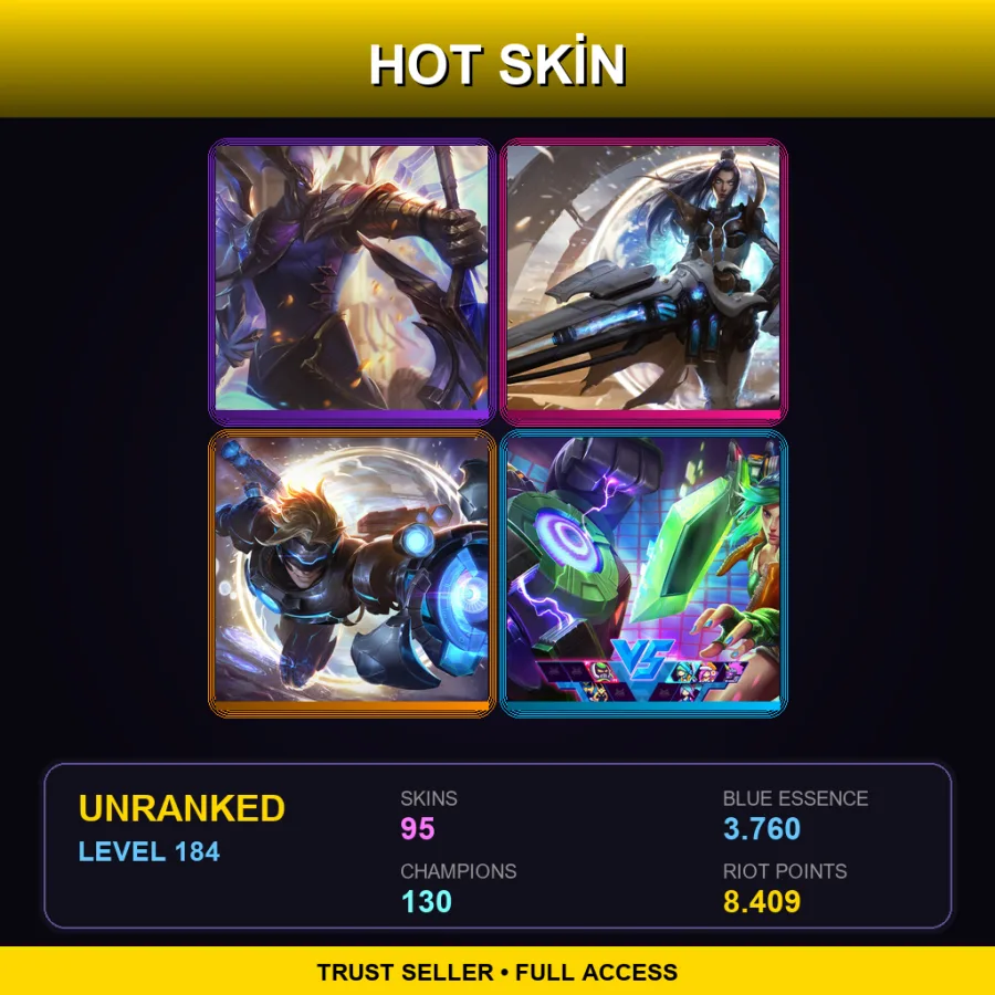 TR | Lv184 | Unranked | 95 Skin | 130 Champ — LoL account