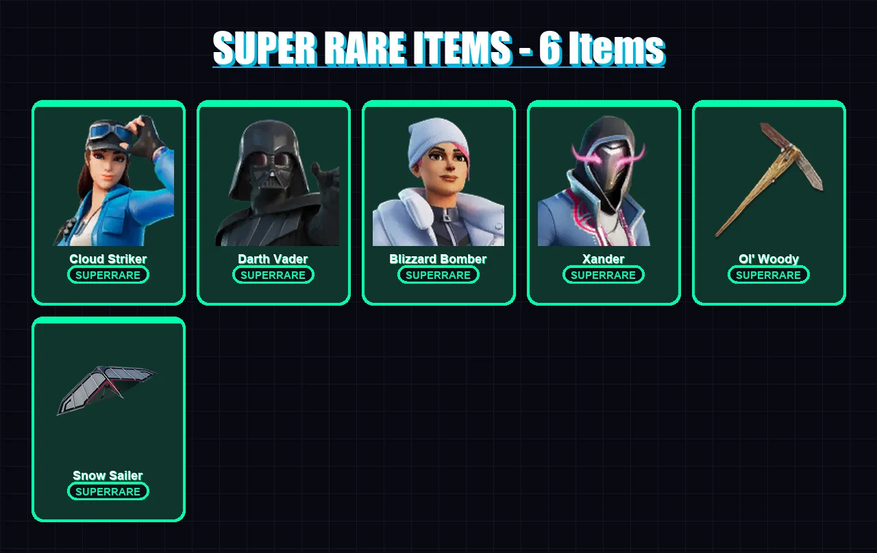 [PS4/PS5/XBOX/PC] | Cloud Striker | Darth Vader | Blizzard Bomber | Xander | Peter Griffin | 69 skin | 101 pickaxe | 69 emote | 83 glider | Lv1018