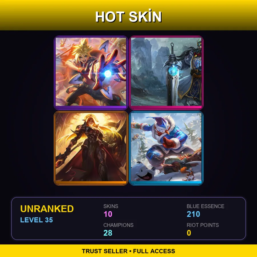 LAN | Lv35 | Unranked | 10 Skin | 28 Champ — LoL account