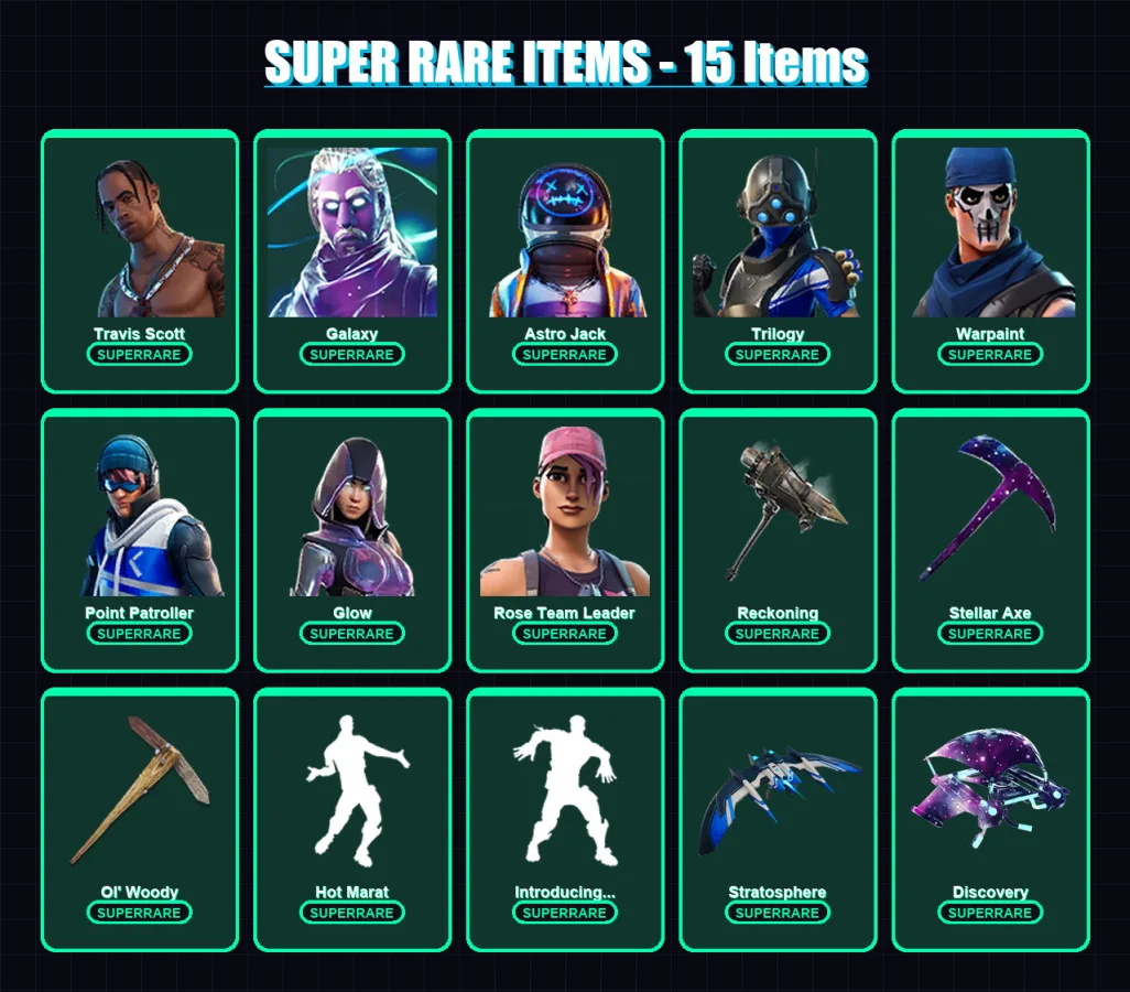 [PC/XBOX] | Travis Scott | Galaxy | Astro Jack | Trilogy | Warpaint | 155 skin | 132 pickaxe | 116 emote | 116 glider | Lv1573