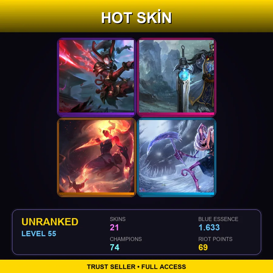 EUW | Lv55 | Unranked | 21 Skin | 74 Champ