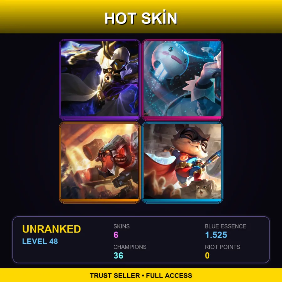 TR | Lv48 | Unranked | 6 Skin | 36 Champ