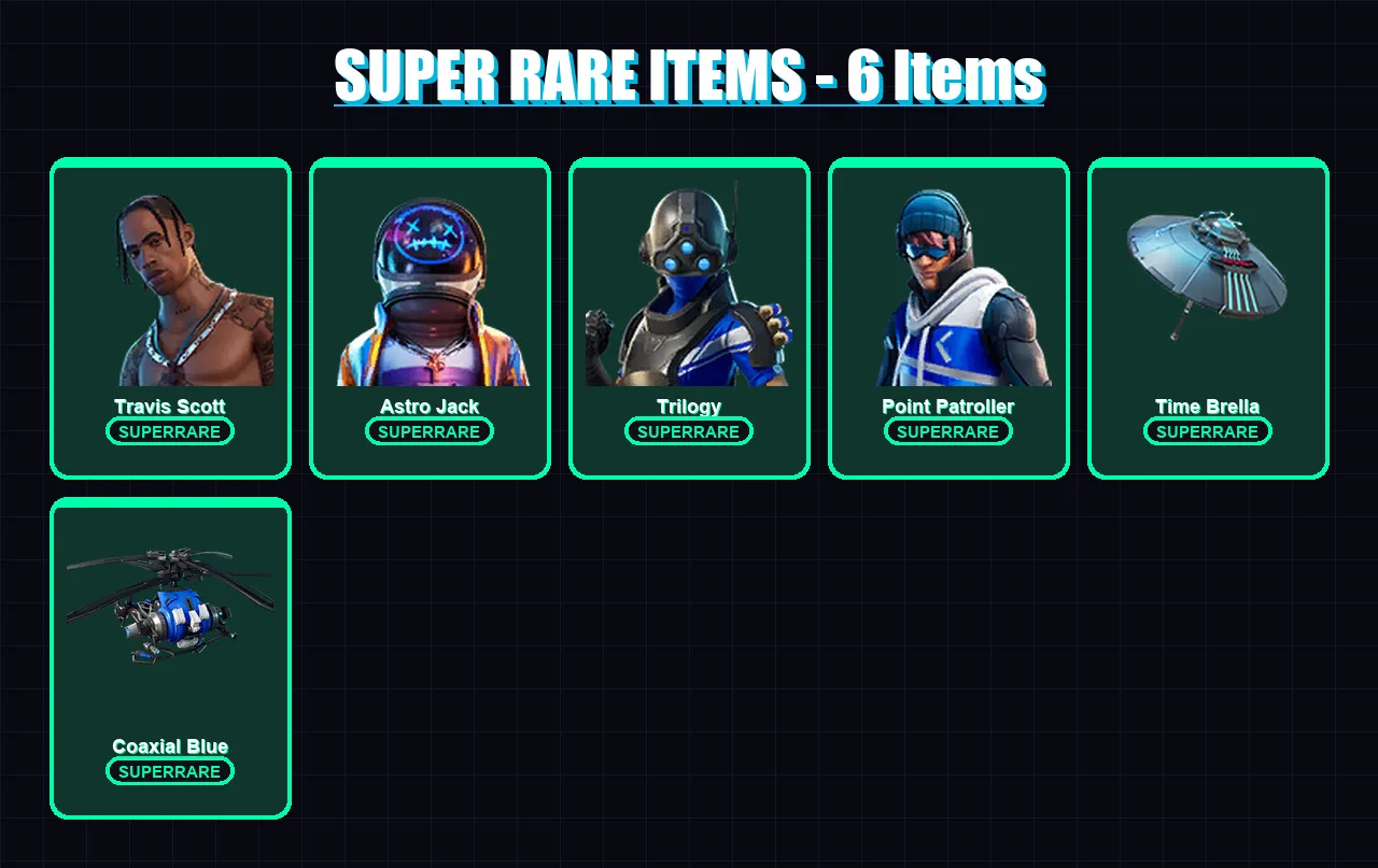 [PC] | Travis Scott | Astro Jack | Trilogy | Point Patroller | Hybrid | 149 skin | 185 pickaxe | 141 emote | 155 glider | Lv3304