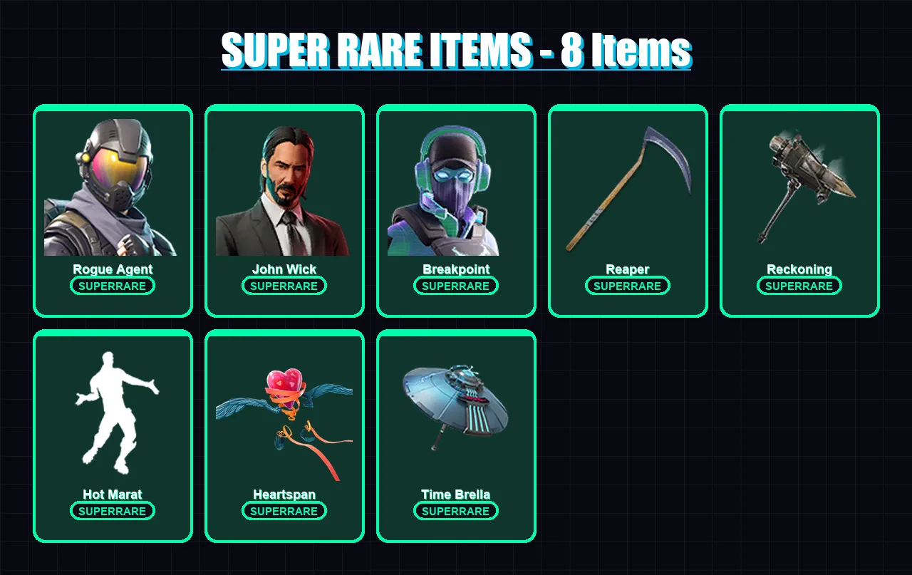 [PC/PSN] | Rogue Agent | John Wick | Breakpoint | Red Knight | Cuddle Team Leader | 125 skin | 48 pickaxe | 100 emote | 57 glider | Lv801