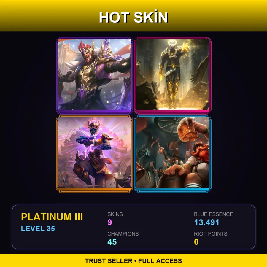 EUNE | Lv35 | Platinum III | 9 Skin | 45 Champ