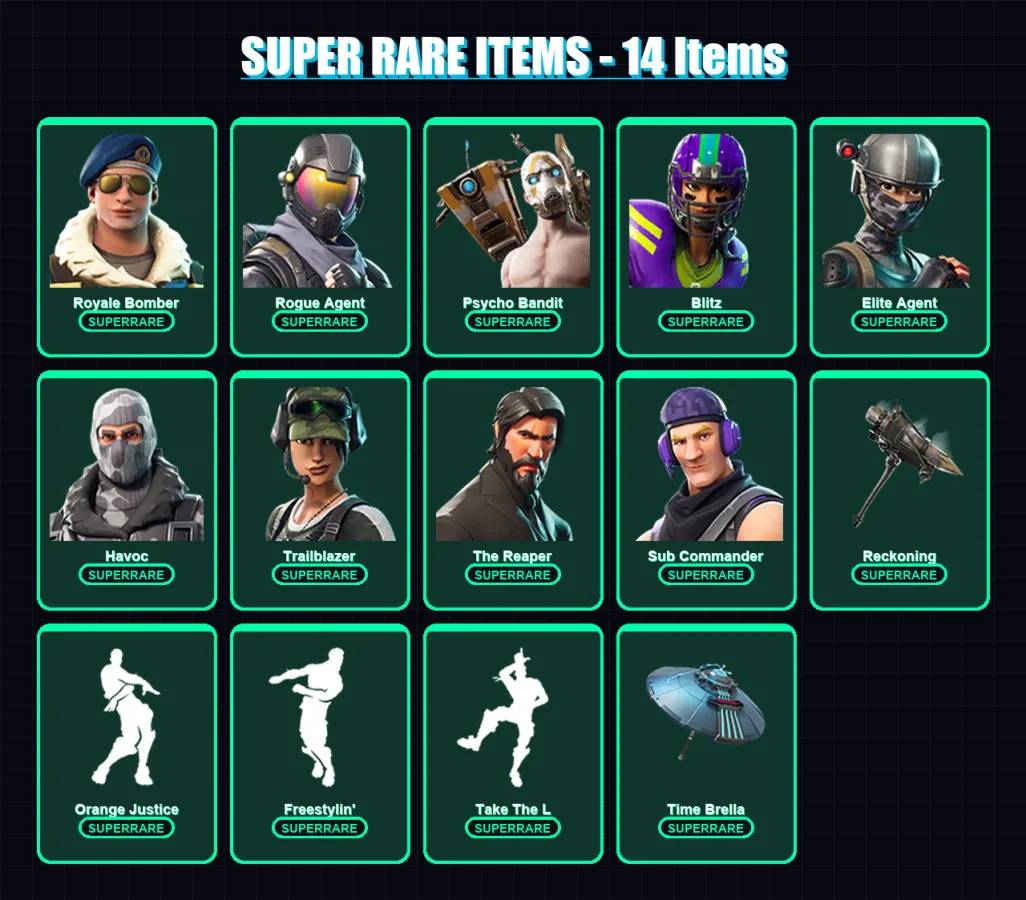 [PC/XBOX] | Royale Bomber | Rogue Agent | Psycho Bandit | Blitz | Elite Agent | 116 skin | 79 pickaxe | 69 emote | 75 glider | Lv814