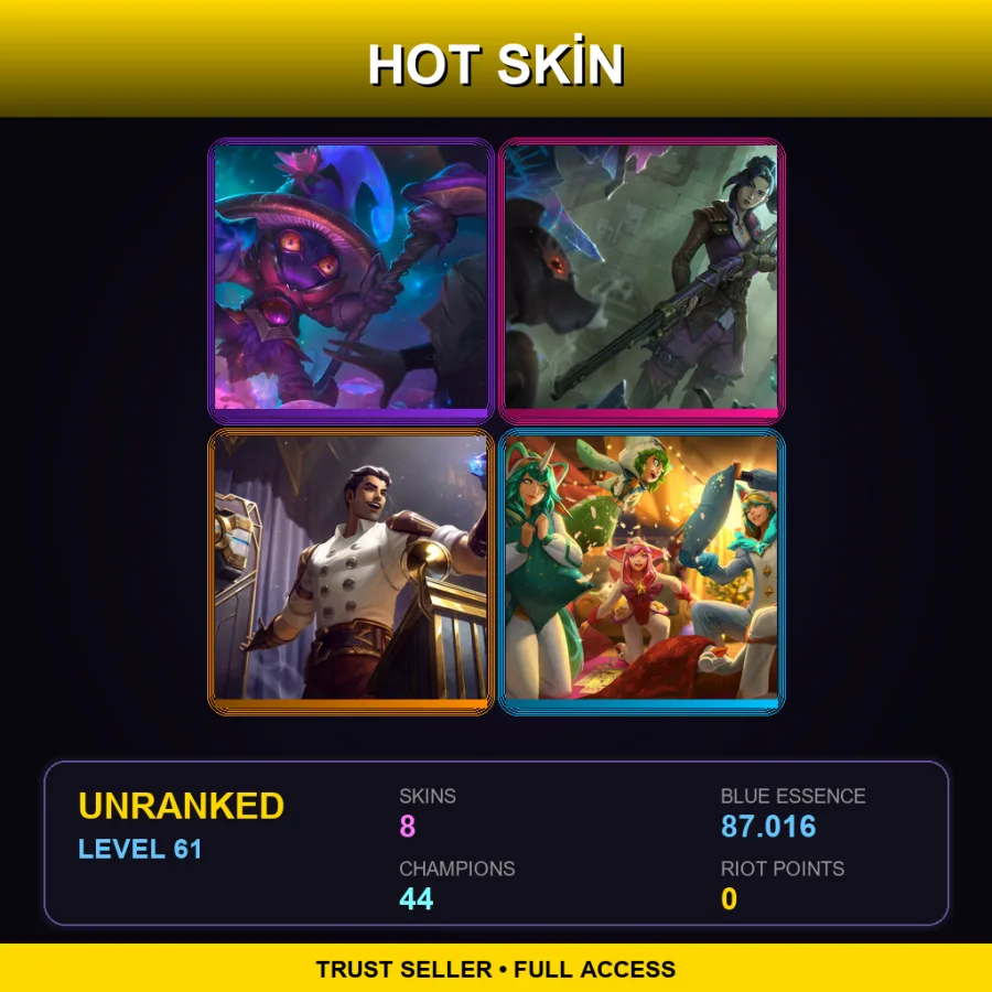 LAN | Lv61 | Unranked | 8 Skin | 44 Champ