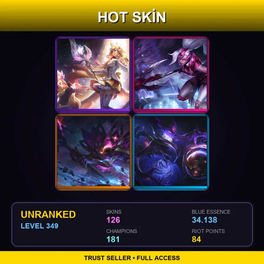 EUW | Lv349 | Unranked | 126 Skin | 181 Champ