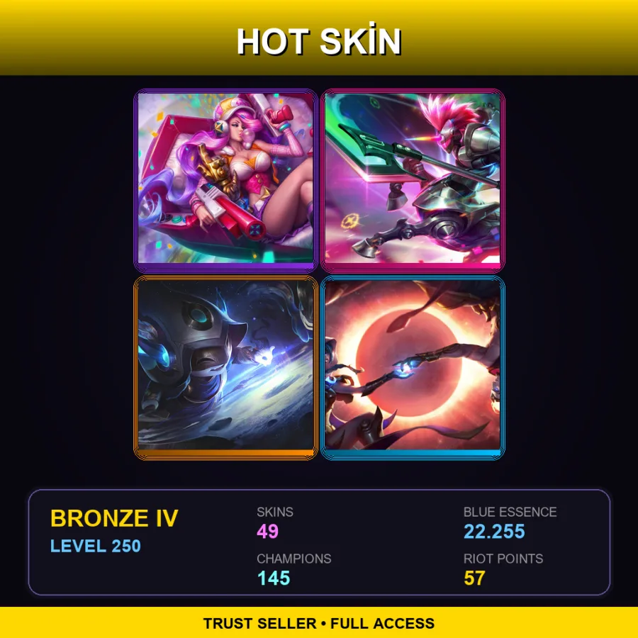 BR | Lv250 | Bronze IV | 49 Skin | 145 Champ with Sona