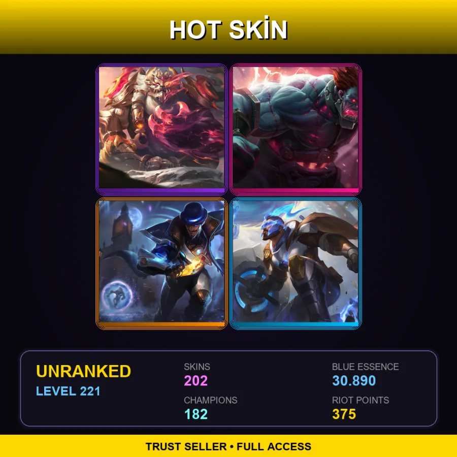 EUNE | Lv221 | Unranked | 202 Skin | 182 Champ