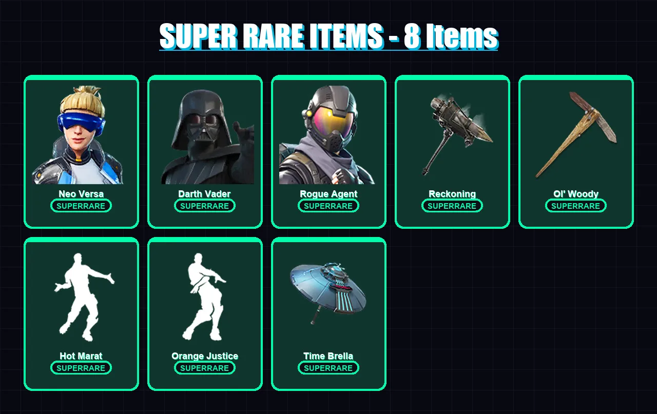 [PC/XBOX/PSN] | Neo Versa | Darth Vader | Rogue Agent | Zenith | Blackheart | 267 skin | 264 pickaxe | 254 emote | 185 glider | Lv2415 — Fortnite account