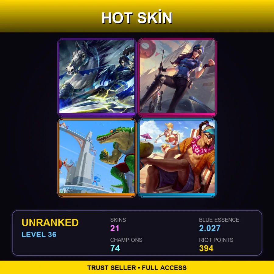 OCE | Lv36 | Unranked | 21 Skin | 74 Champ