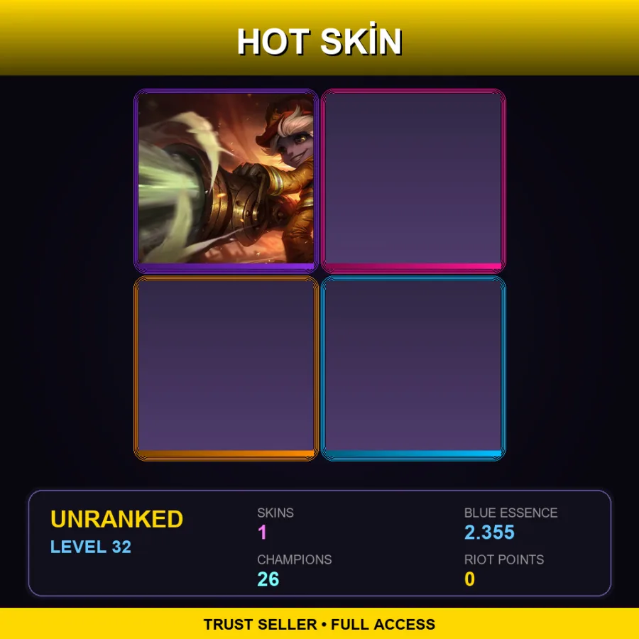 EUW | Lv32 | Unranked | 1 Skin | 26 Champ