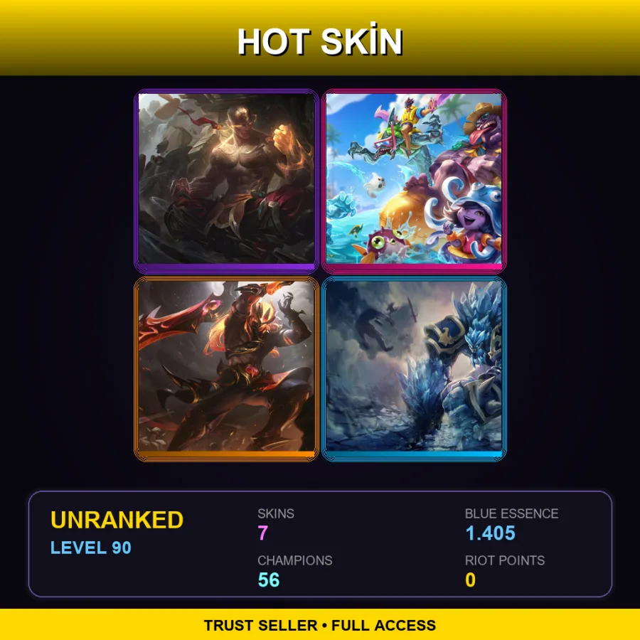 EUW | Lv90 | Unranked | 7 Skin | 56 Champ — Psyops Master Yi