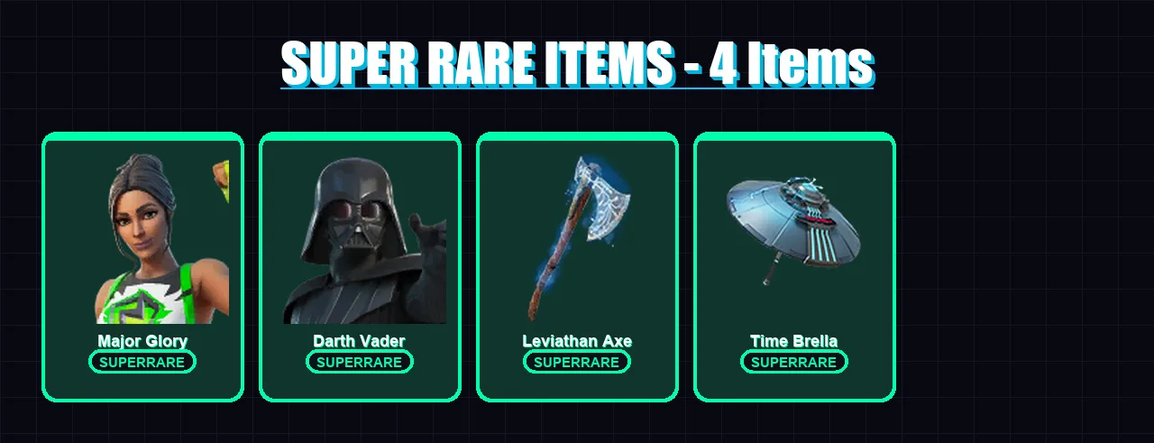 [PC/XBOX/PSN] | Major Glory | Darth Vader | Mandalorian | Fade | Mizuki | 175 skin | 206 pickaxe | 145 emote | 170 glider | Lv3106