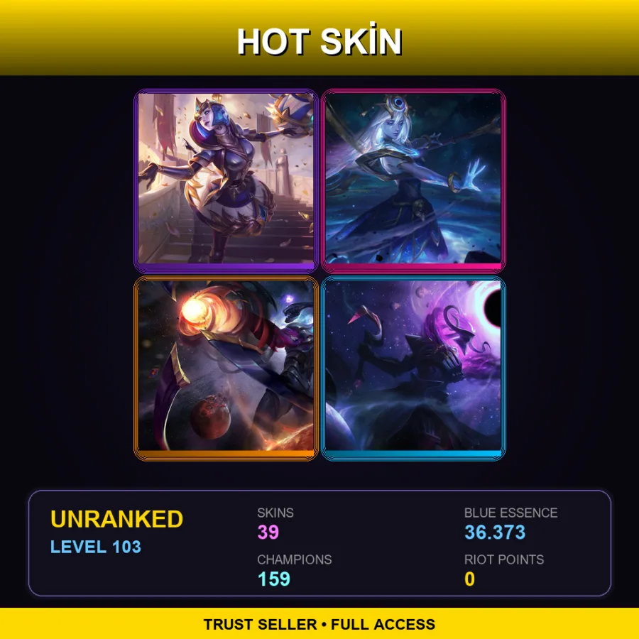 SG | Lv103 | Unranked | 39 Skin | 159 Champ — LoL account