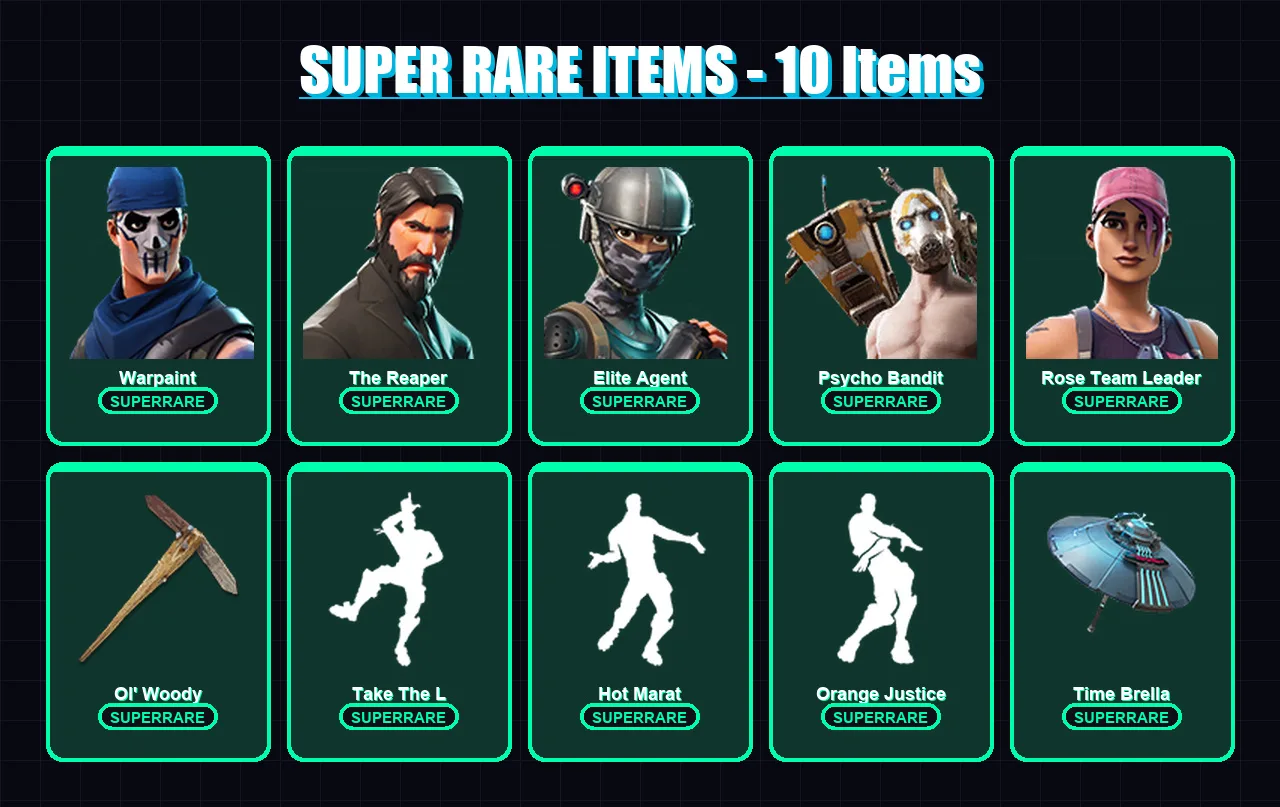[PC/PSN] | Warpaint | The Reaper | Elite Agent | Psycho Bandit | Rose Team Leader | 60 skin | 91 pickaxe | 76 emote | 77 glider | Lv976 — Fortnite account