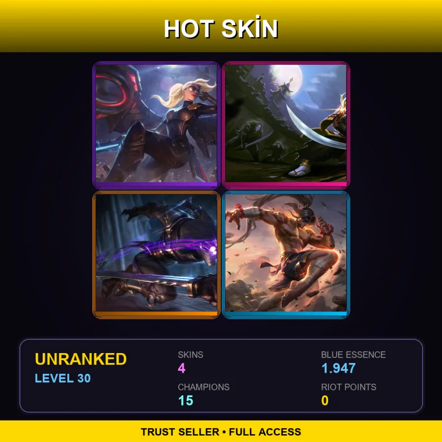 VN | Lv30 | Unranked | 4 Skin | 15 Champ