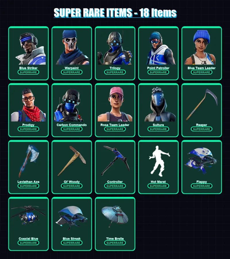 [PC/XBOX] | Blue Striker | Warpaint | Trilogy | Point Patroller | Blue Team Leader | 137 skin | 143 pickaxe | 123 emote | 132 glider | Lv1972 — Fortnite account