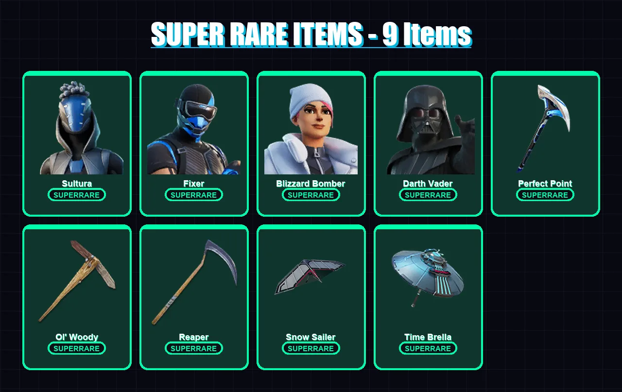 [PC/XBOX/PSN] | Sultura | Fixer | Blizzard Bomber | Darth Vader | Galaxy Scout | 163 skin | 232 pickaxe | 167 emote | 172 glider | Lv3116