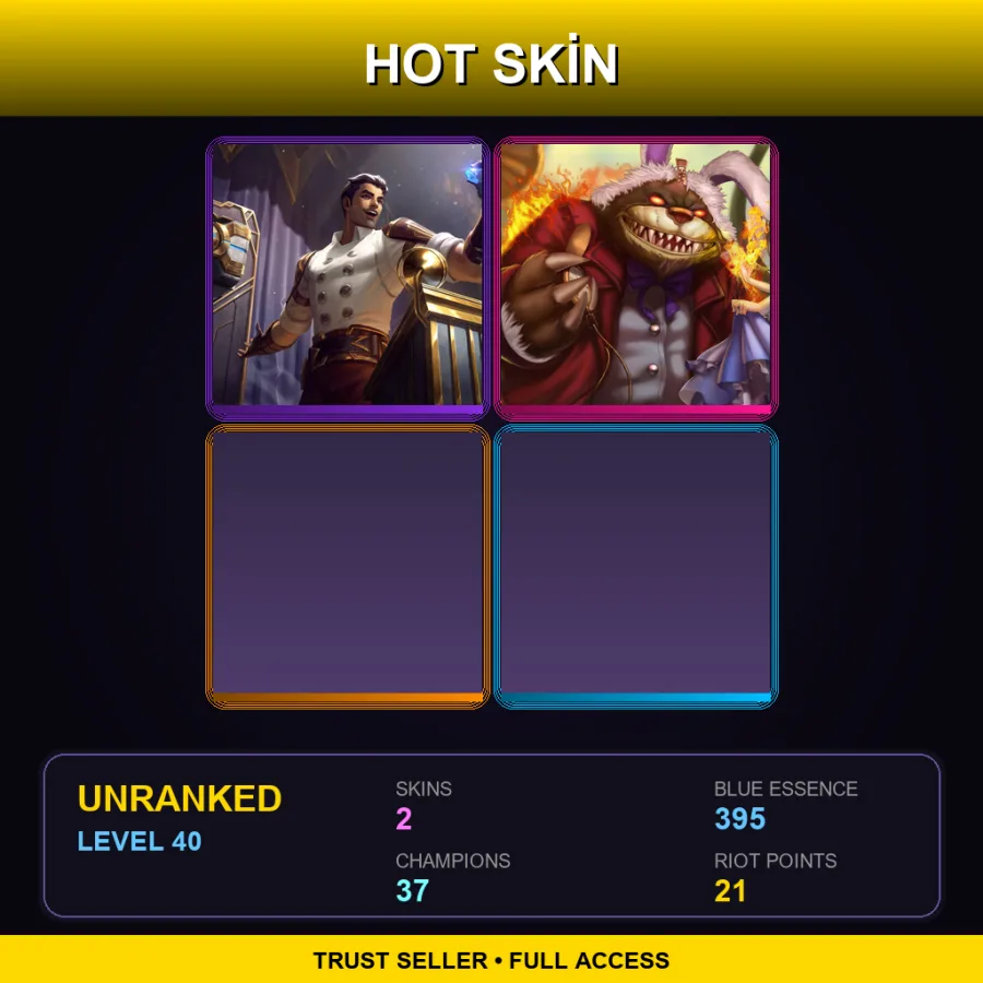 NA | Lv40 | Unranked | 2 Skin | 37 Champ — LoL account