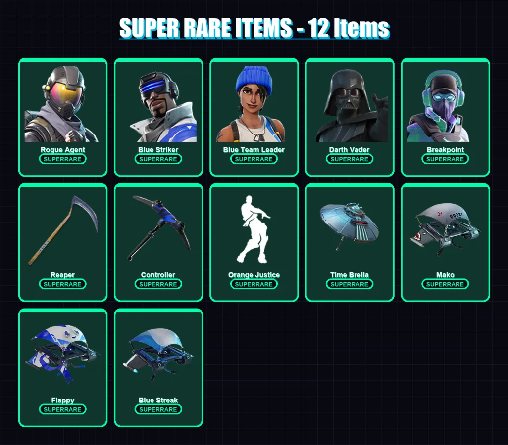 [PC/XBOX/PSN] | Rogue Agent | Blue Striker | Blue Team Leader | Darth Vader | Breakpoint | 244 skin | 283 pickaxe | 200 emote | 248 glider | Lv4604
