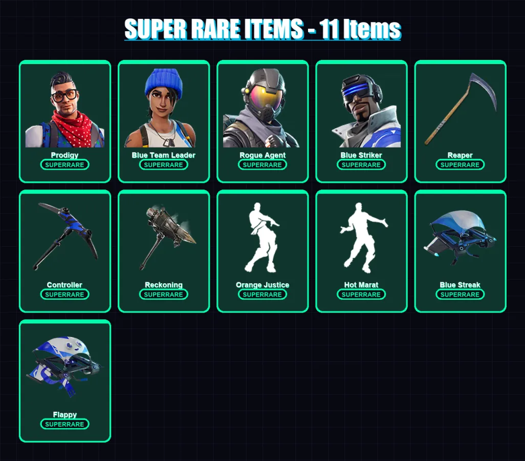 [PC/XBOX/PSN] | Prodigy | Blue Team Leader | Rogue Agent | Blue Striker | Raven | 53 skin | 25 pickaxe | 33 emote | 26 glider | Lv345 — Fortnite account