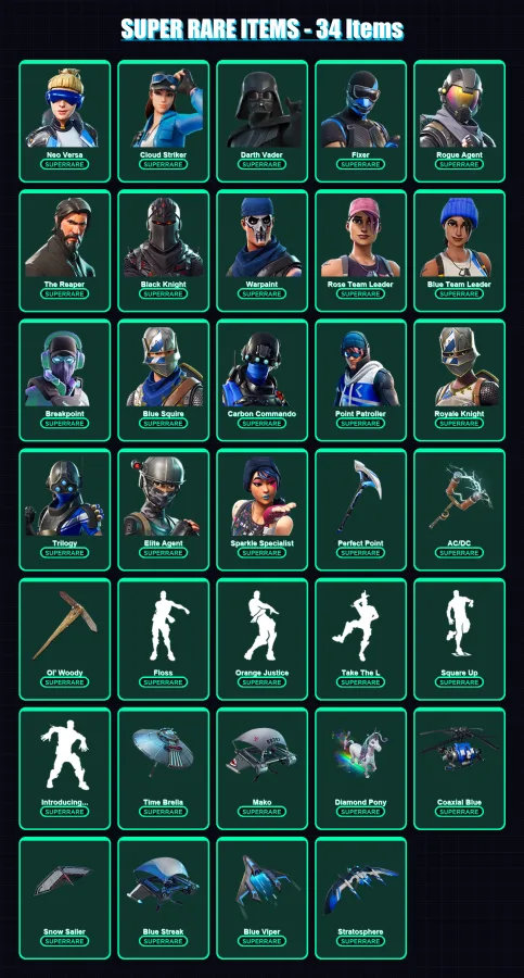 [PC/XBOX/PSN] | Neo Versa | Cloud Striker | Darth Vader | Fixer | Rogue Agent | 226 skin | 234 pickaxe | 202 emote | 186 glider | Lv3051 — Fortnite account