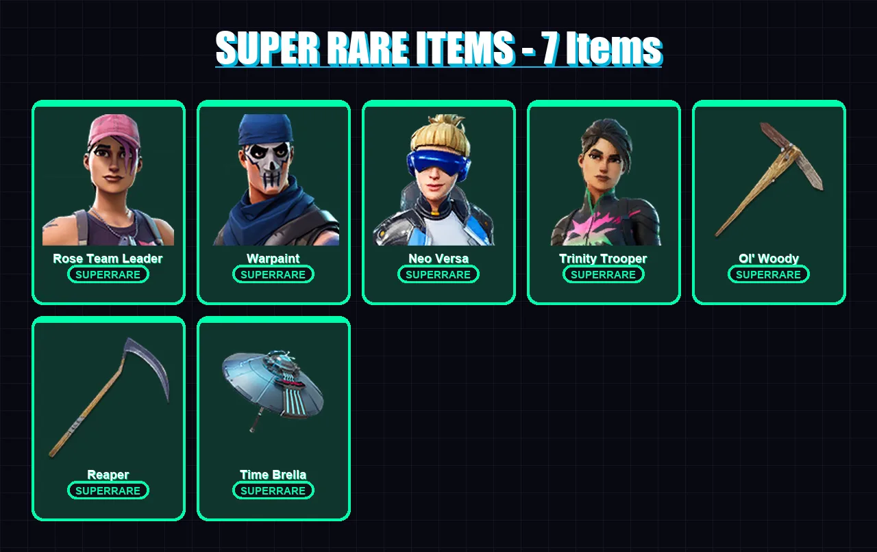 [PC/XBOX] | Rose Team Leader | Warpaint | Neo Versa | Trinity Trooper | Peter Griffin | 143 skin | 200 pickaxe | 139 emote | 152 glider | Lv2797