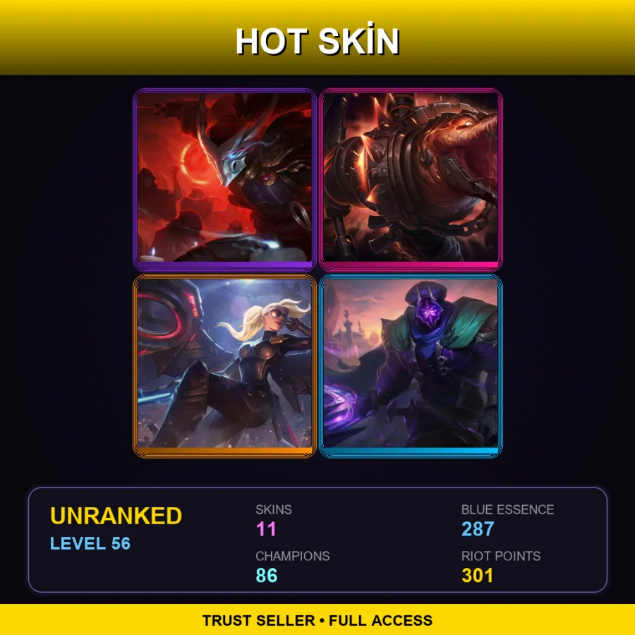 NA | Lv56 | Unranked | 11 Skin | 86 Champ — LoL account