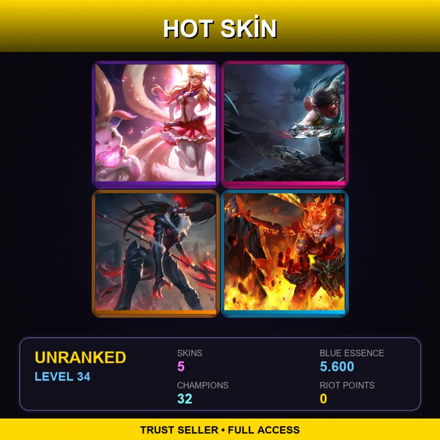EUNE | Lv34 | Unranked | 5 Skin | 32 Champ