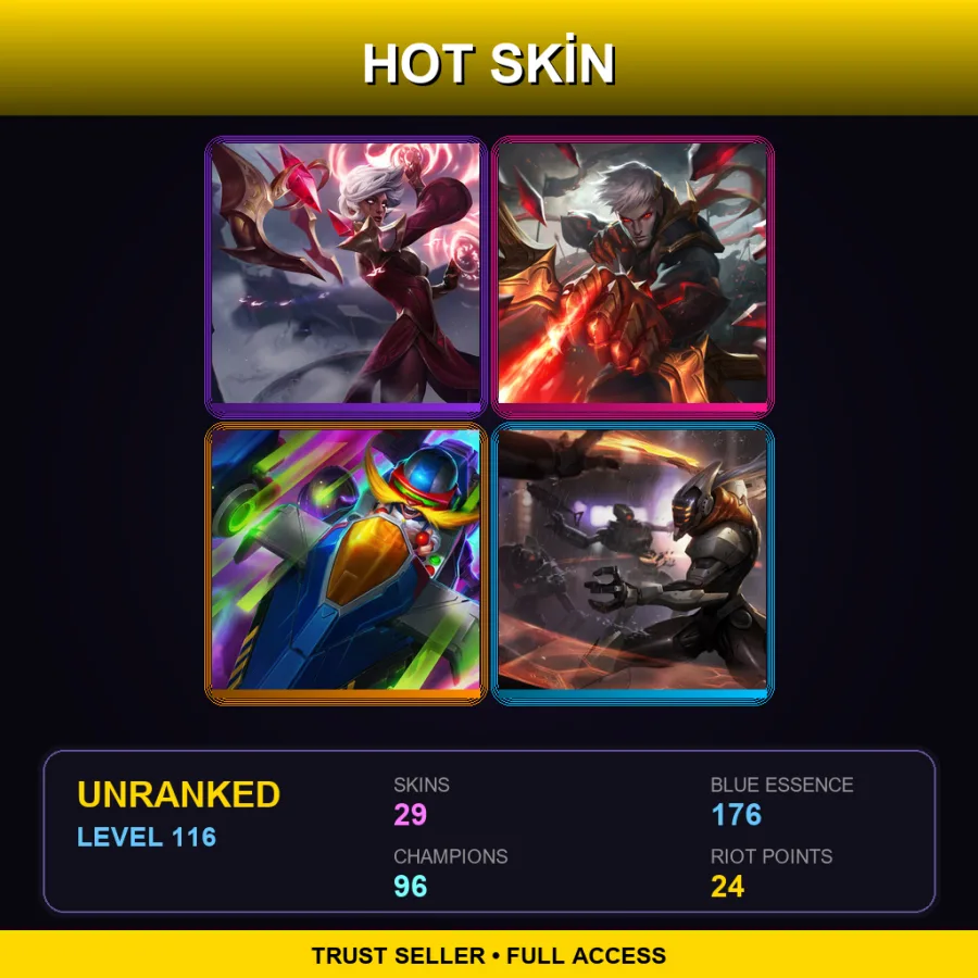 EUW | Lv116 | Unranked | 29 Skin | 96 Champ