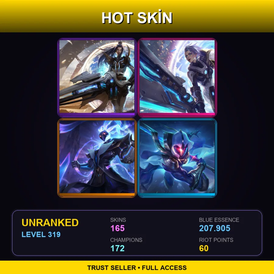 TW | Lv319 | Unranked | 165 Skin | 172 Champ — LoL account