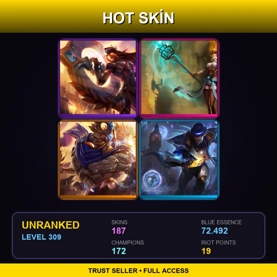 VN | Lv309 | Unranked | 187 Skin | 172 Champ