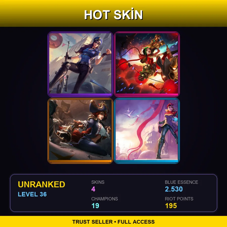 LAN | Lv36 | Unranked | 4 Skin | 19 Champ — LoL account