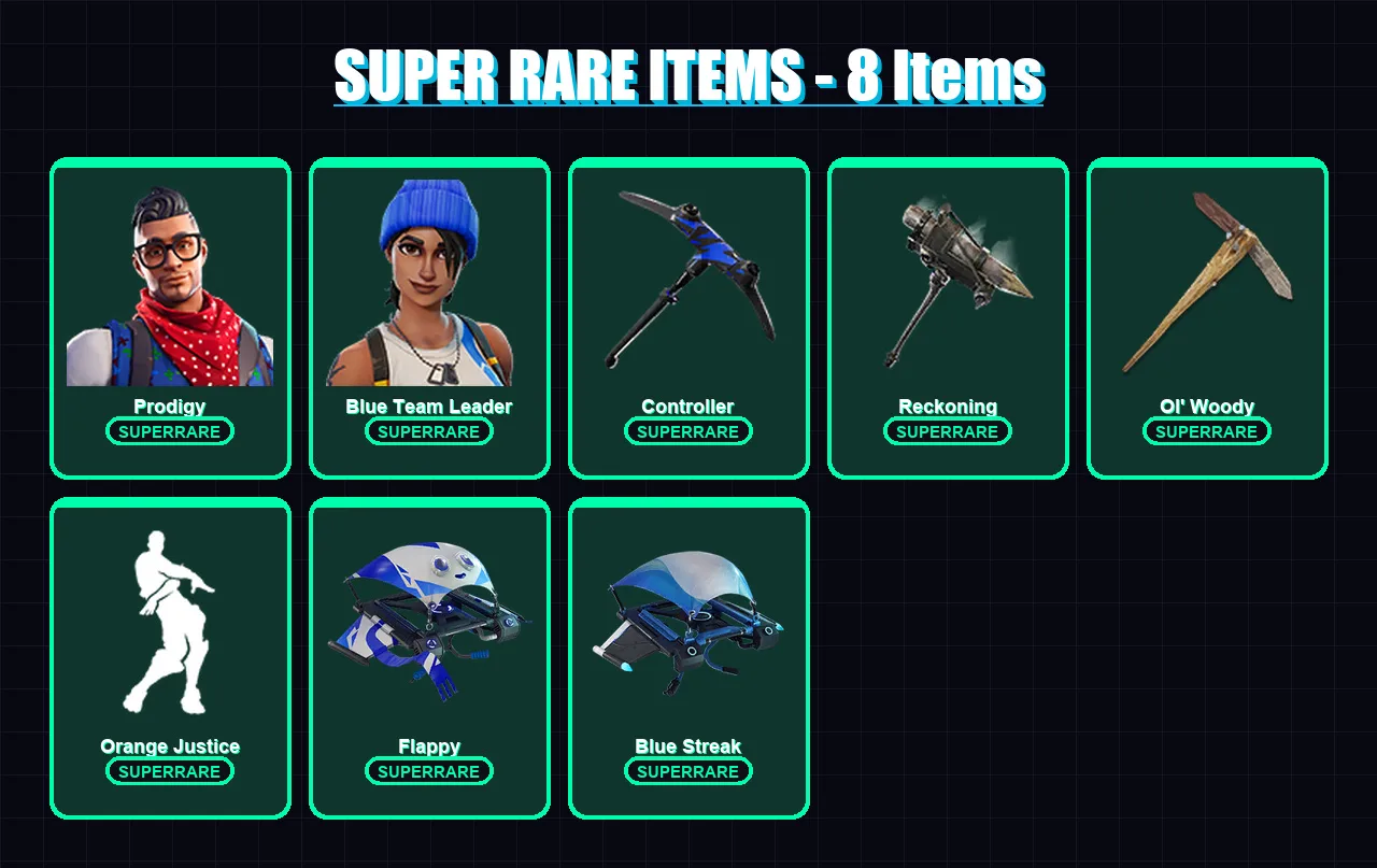 [PS4/PS5/XBOX/PC] | Prodigy | Blue Team Leader | Ragnarok | The Visitor | Ronin | 113 skin | 97 pickaxe | 73 emote | 71 glider | Lv798