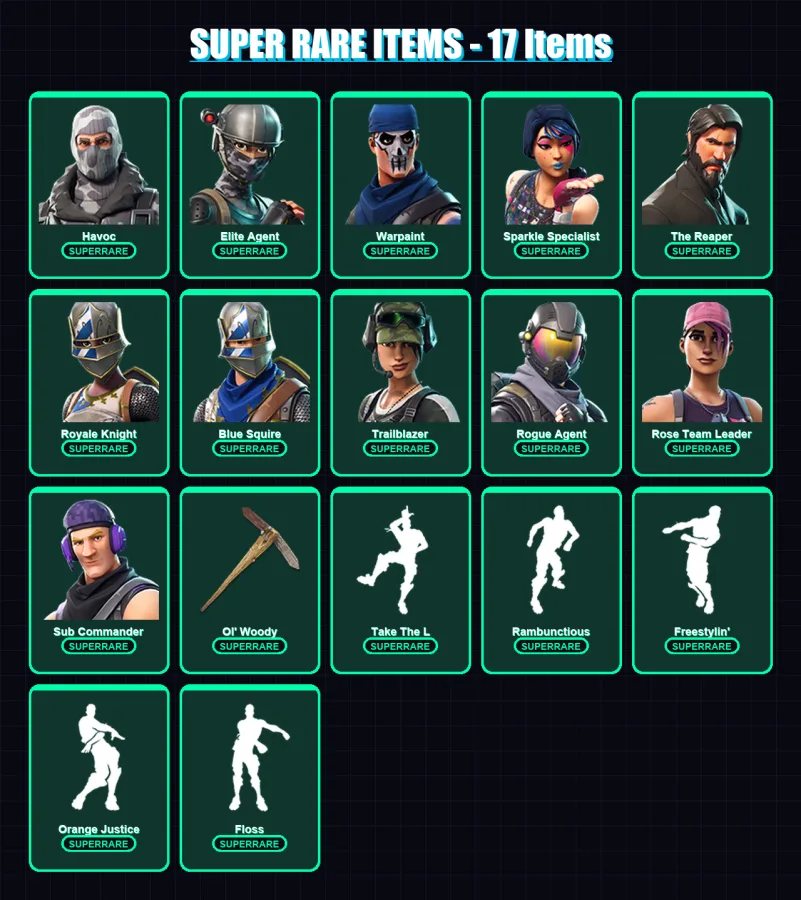[PC/XBOX/PSN] | Havoc | Elite Agent | Warpaint | Sparkle Specialist | The Reaper | 71 skin | 74 pickaxe | 72 emote | 66 glider | Lv746
