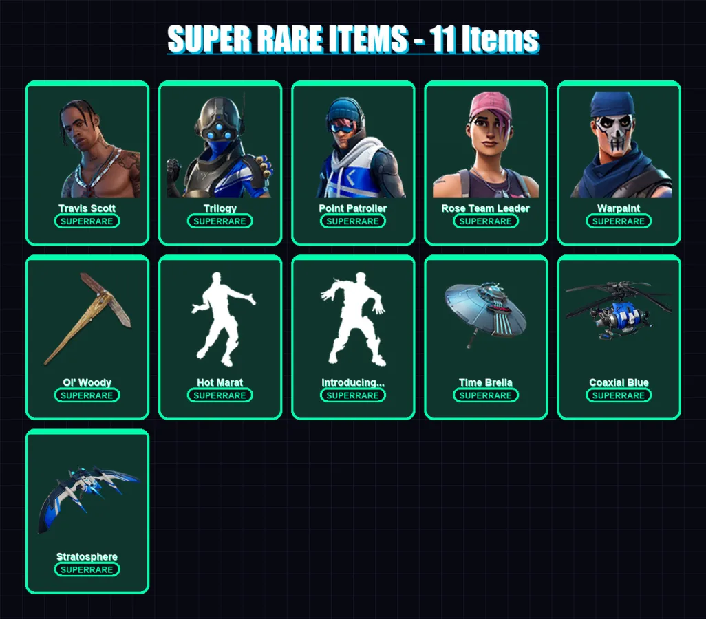 [PS4/PS5/XBOX/PC] | Travis Scott | Trilogy | Point Patroller | Rose Team Leader | Warpaint | 141 skin | 137 pickaxe | 129 emote | 145 glider | Lv221 — Fortnite account