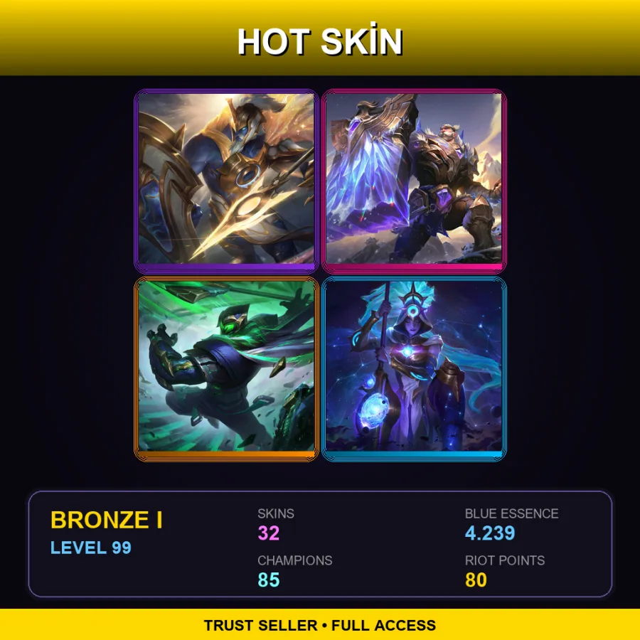 LAS | Lv99 | Bronze I | 32 Skin | 85 Champ — LoL account
