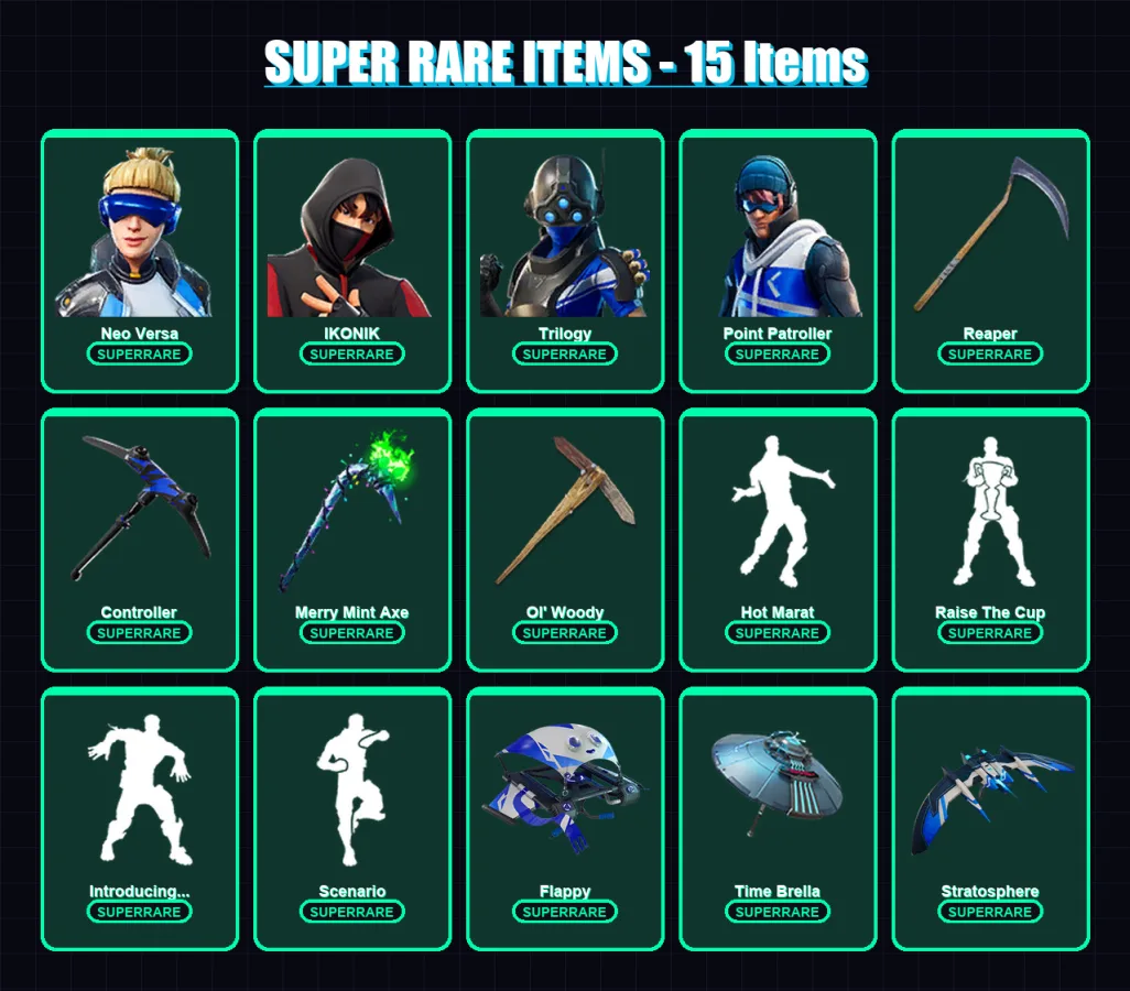 [PC/PSN] | Neo Versa | IKONIK | Trilogy | Point Patroller | Hybrid | 214 skin | 218 pickaxe | 207 emote | 182 glider | Lv2916 — Fortnite account