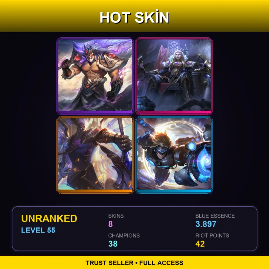 TW | Lv55 | Unranked | 8 Skin | 38 Champ